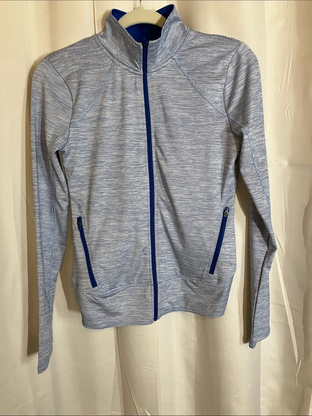 Champion Light Blue Heather Full-Zip Bomber Jacket with Royal Trim